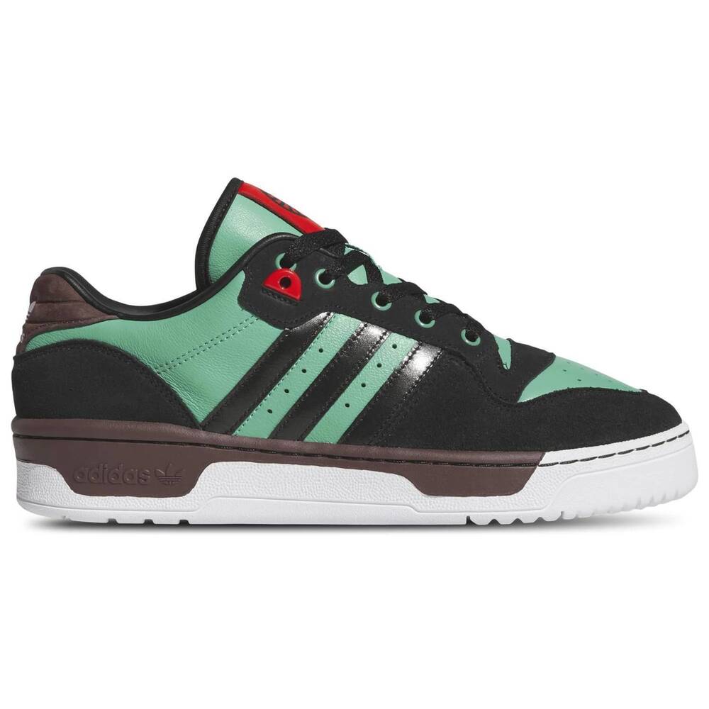 NEW ADIDAS men's rivalry low demon slayer sneaker in core black/green
